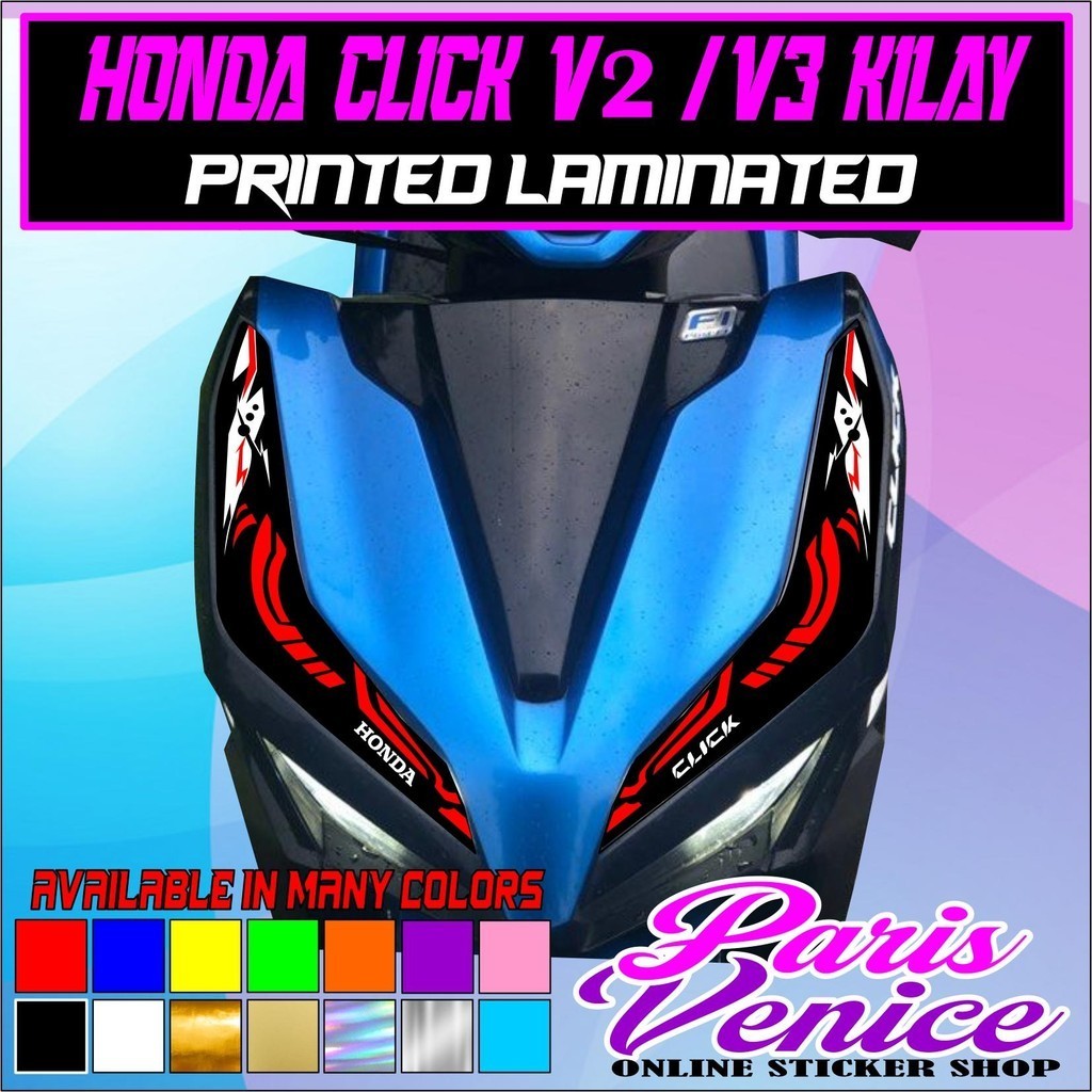 click v2 v3 kilay design1 prrinted laminated original sticker | Shopee ...