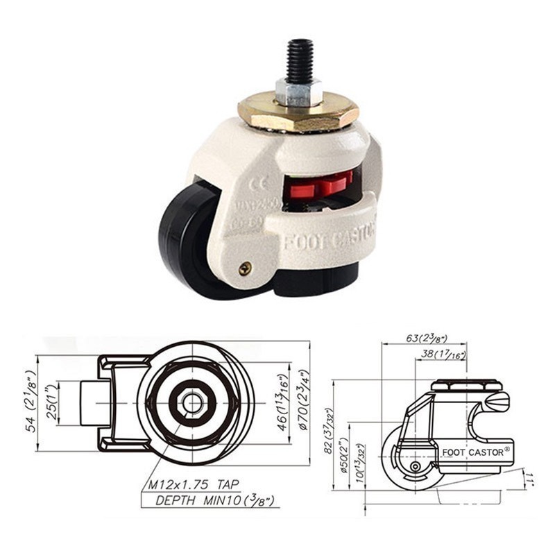 60F/60S Heavy Duty Casters Level Load 250KG Adjustment Universal Wheel ...