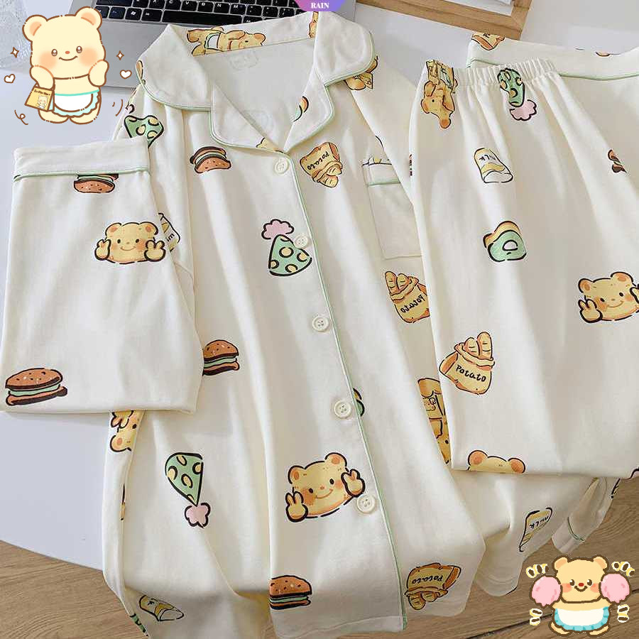 Butter Bear Party Cartoon Pajamas Female Spring and Fall New Long ...