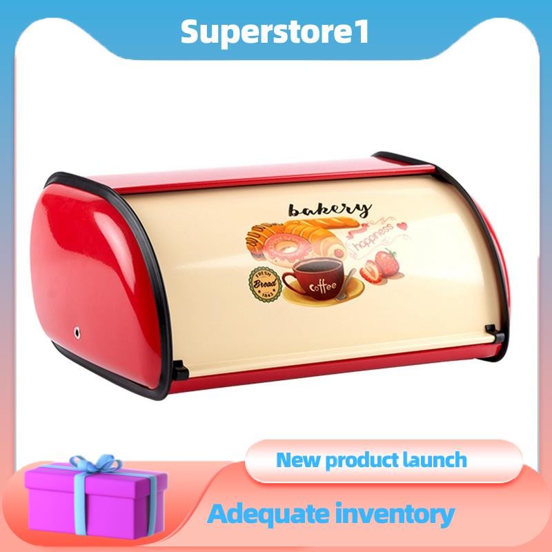 superstore1 Metal Bread Box Roll Top Metal Bread Bin Bread Container ...