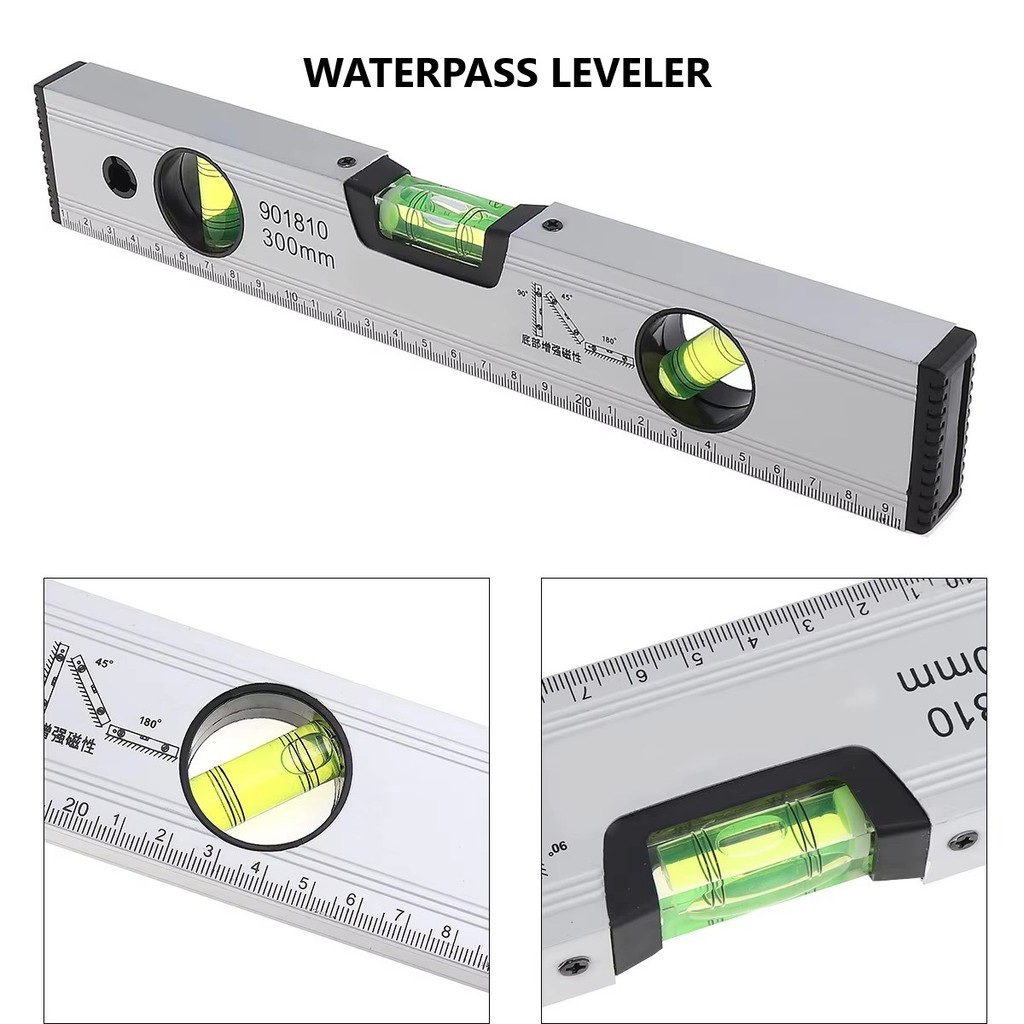 Horizontal magnetic ruler vertical potable measuring tool with spirit ...