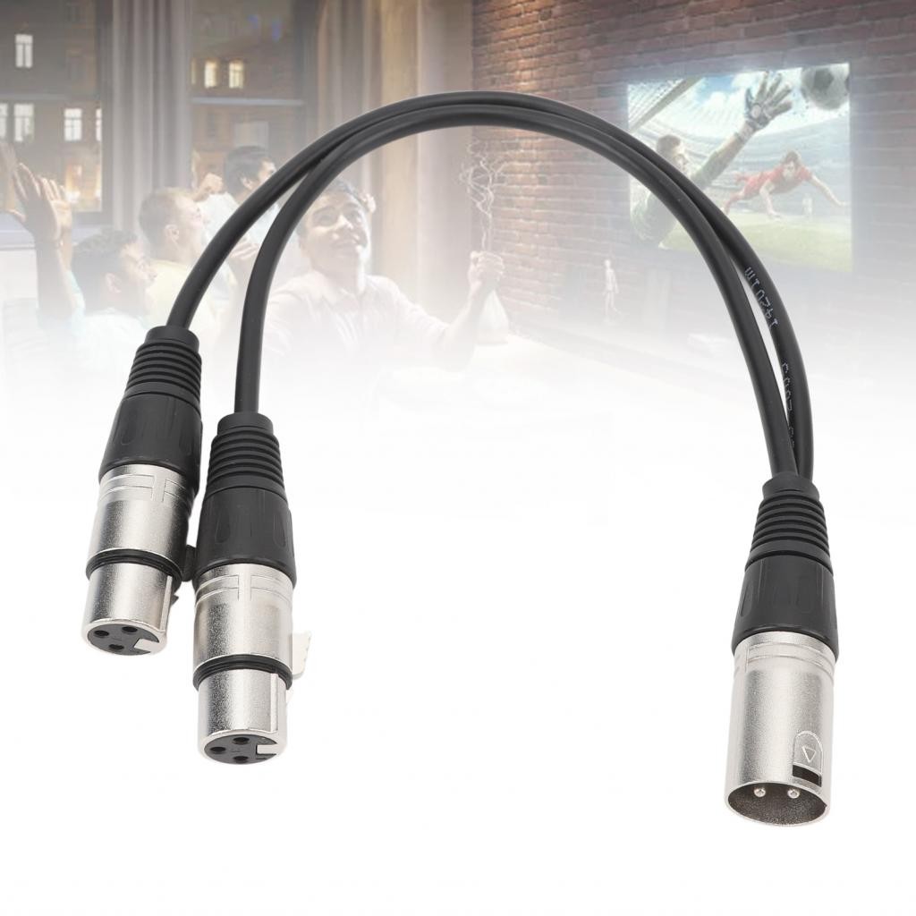 Mingxiu XLR Male To Dual Female Cable Flame Resistant 1ft Y Splitter
