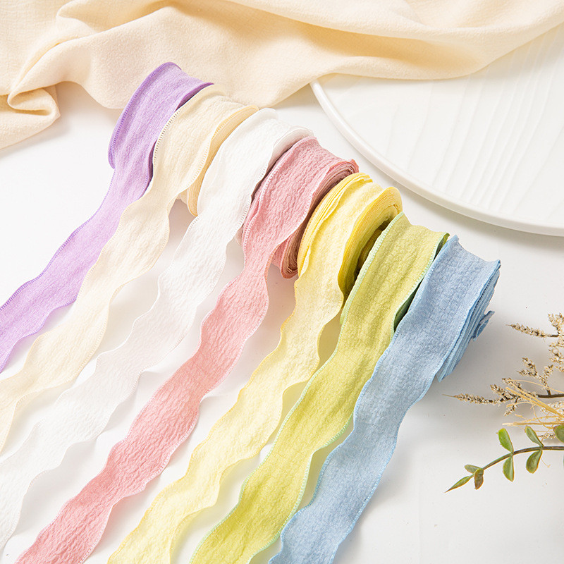 4CM 9 Meters/Roll Wave Edge Pleated Fishtail Yarn Ribbon Diy Gift ...