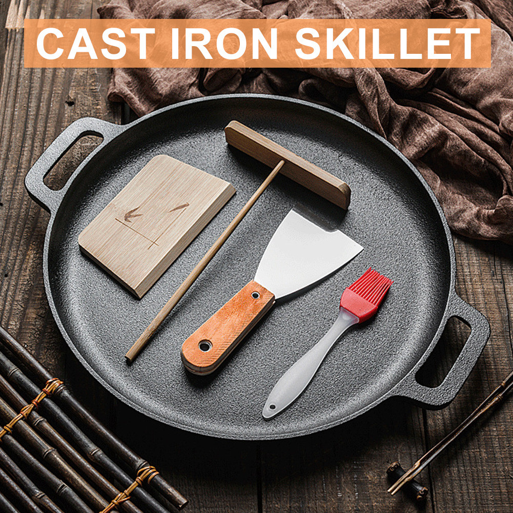 【Manila Ready Stock】Cast Iron Skillet Pan NonStick Pancake Pizza Pan