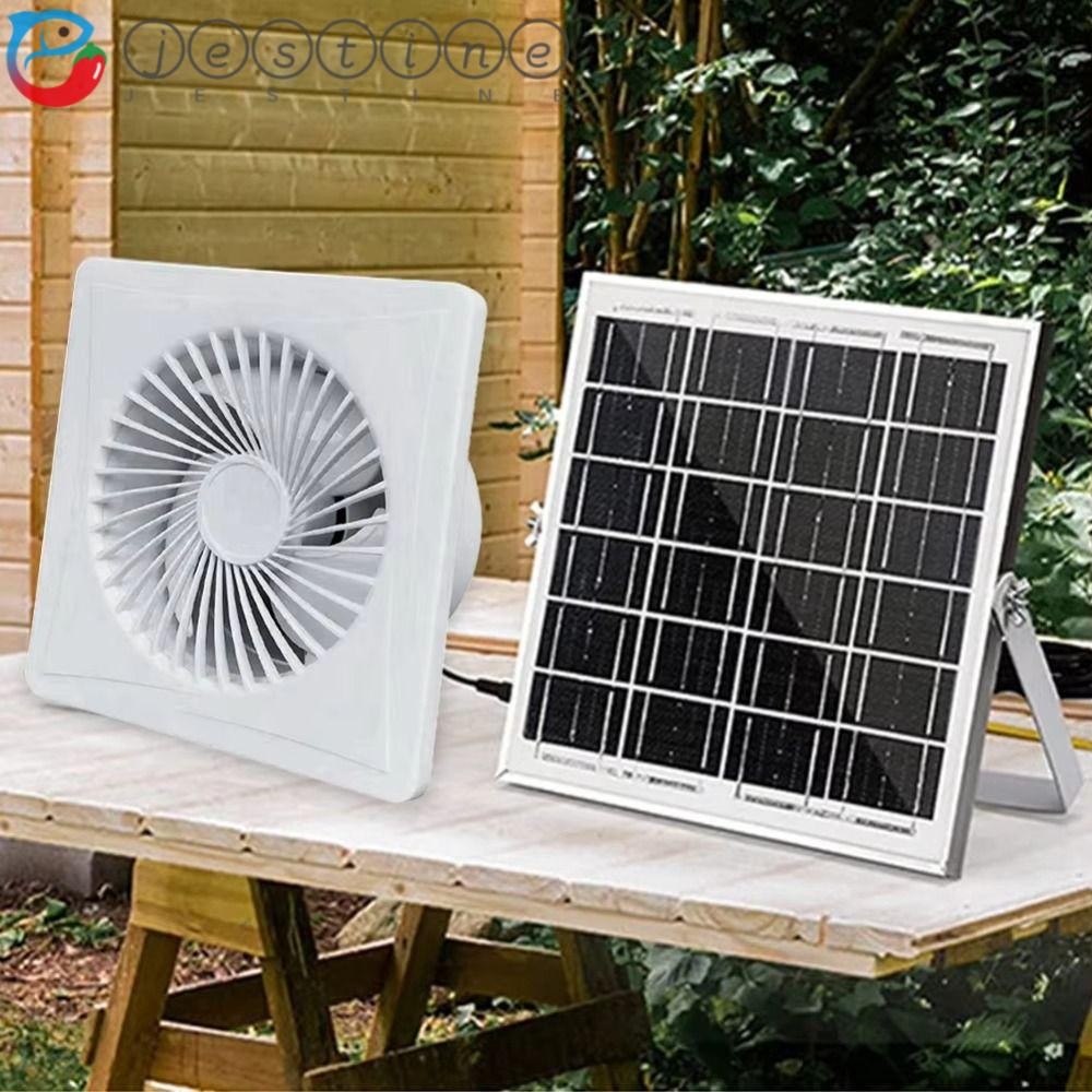 JESTINE Boosted Impeller Fan, White Round Solar 12V Extractor Fan ...