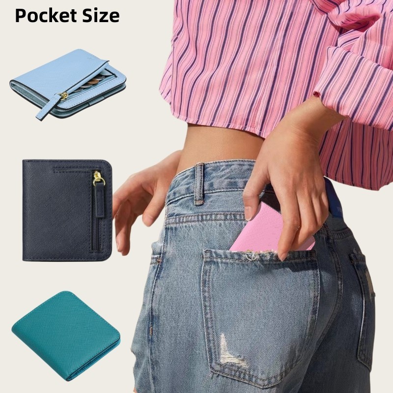 Small Slim Bifold Wallets With Card Slot Mini Coins Plain Leather ...