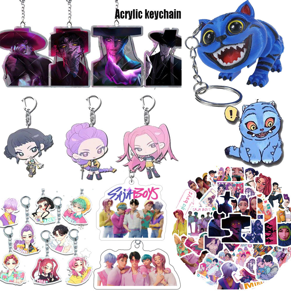 Kpop Demon Hunters Keychain Creative Kpop Saja Boys Acrylic Keyring ...