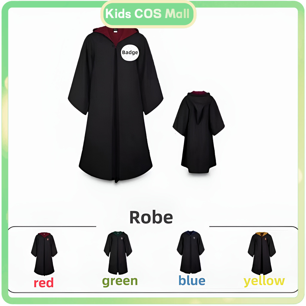 thumbnail image 2 of Harry Potter Hogwarts Robe – Adult & Child Costume – Gryffindor / Slytherin Style – With Free Gifts 2 of 4