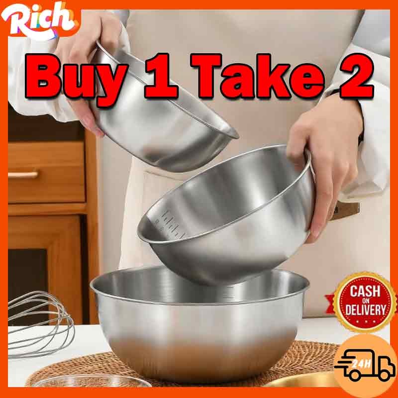 Buy 1 Take 2 Korean Stainless Steel 304 Mixing Bowl for Baking Scale ...