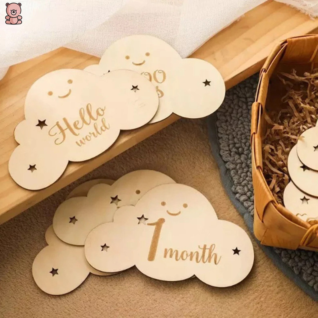 Wooden Milestone Cards Baby Monthly Cards Gifts Pack of 8 Pregnancy ...