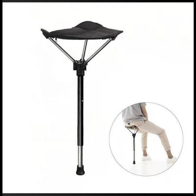 Spot supply One Leg Camping Foldable Stool 3 Levels Height Adjustable Lightweight Portable Retractable Stool For