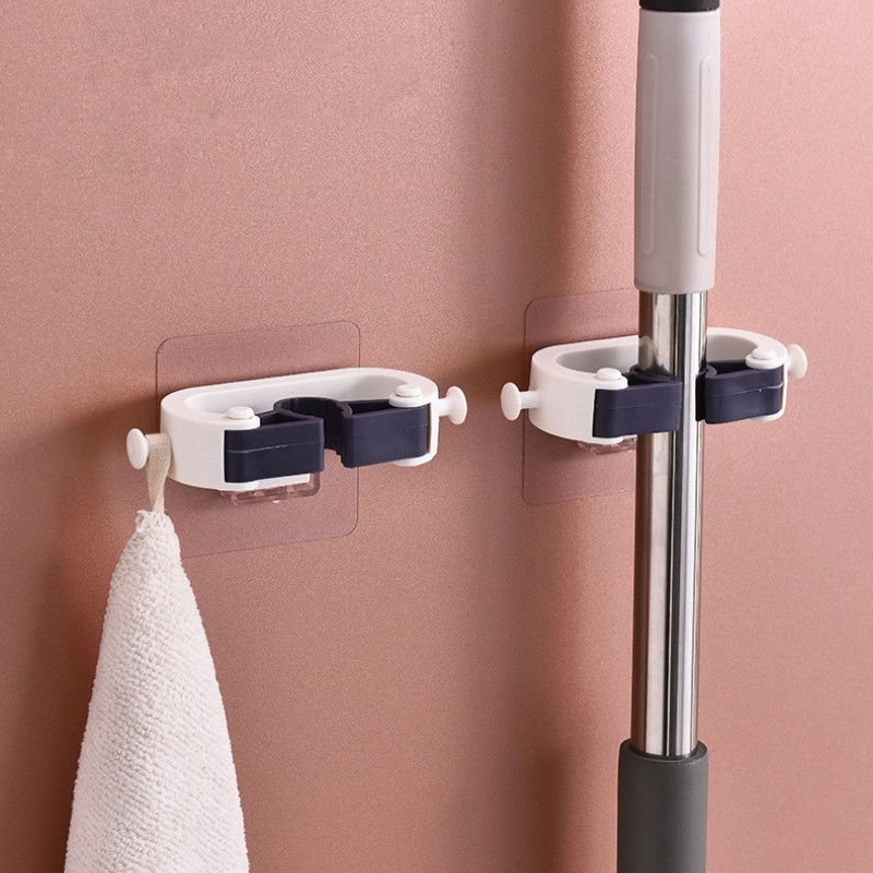 Plastic Mop Clamp Letter Wall Mounted Mop Rack Bathroom Storage Rack ...