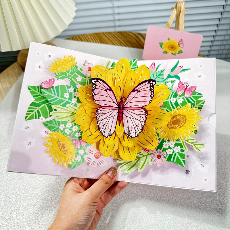 3D Pop Up Bouquet Greeting Card Gift Creative Floral Flowers Greeting ...
