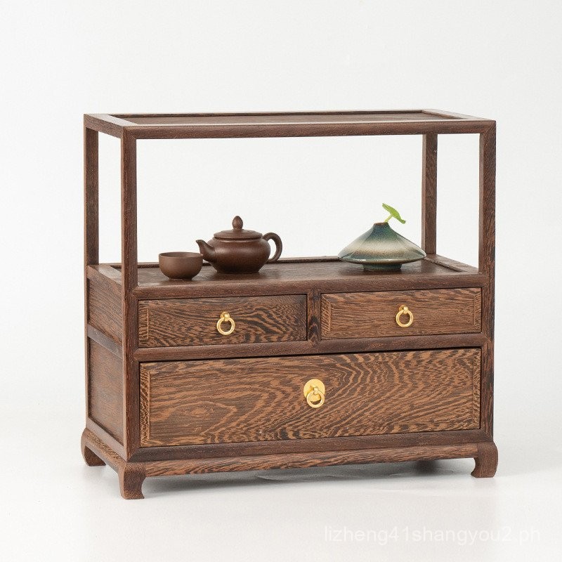 Door Frame Tea Cabinet Storage Teapot Tea Set Rack with Drawer Antique ...