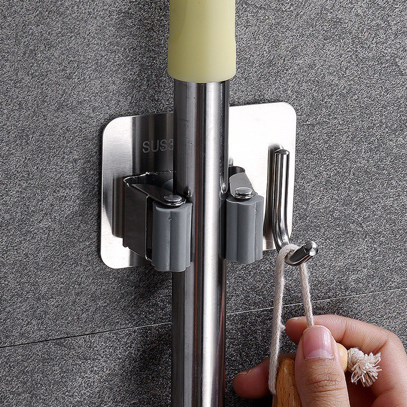 Broom Holder Wall Mount,Sturdy Heavy Duty Stainless Steel Mop Gripper