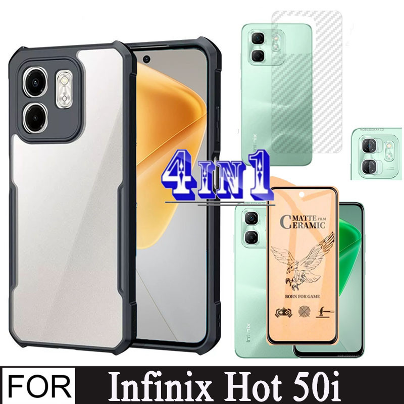 Infinix Hot 50i Shockproof Phone Case for Infinix Smart Camera Lens Glass  Screen Protector Ceramic membrane film
