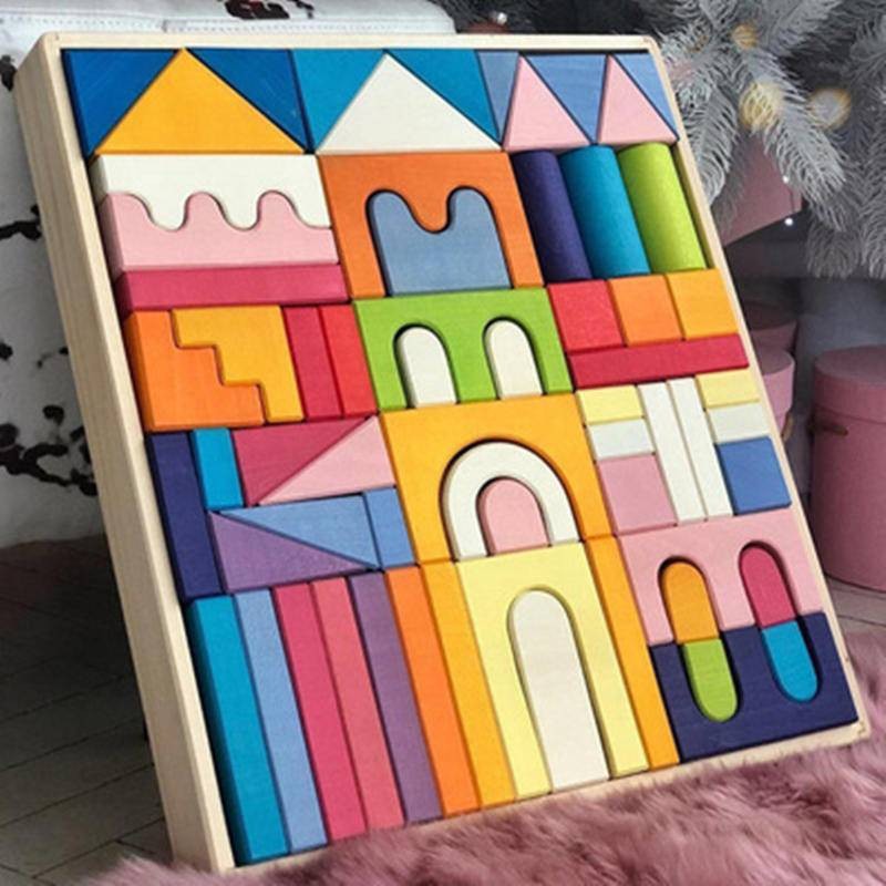German Beech Pyramid Ladder Large Block Rainbow Building Blocks ...