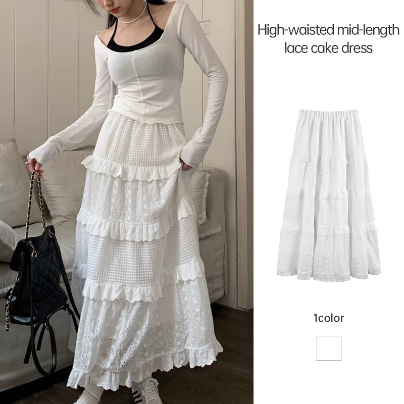 White Lace Cake Skirt