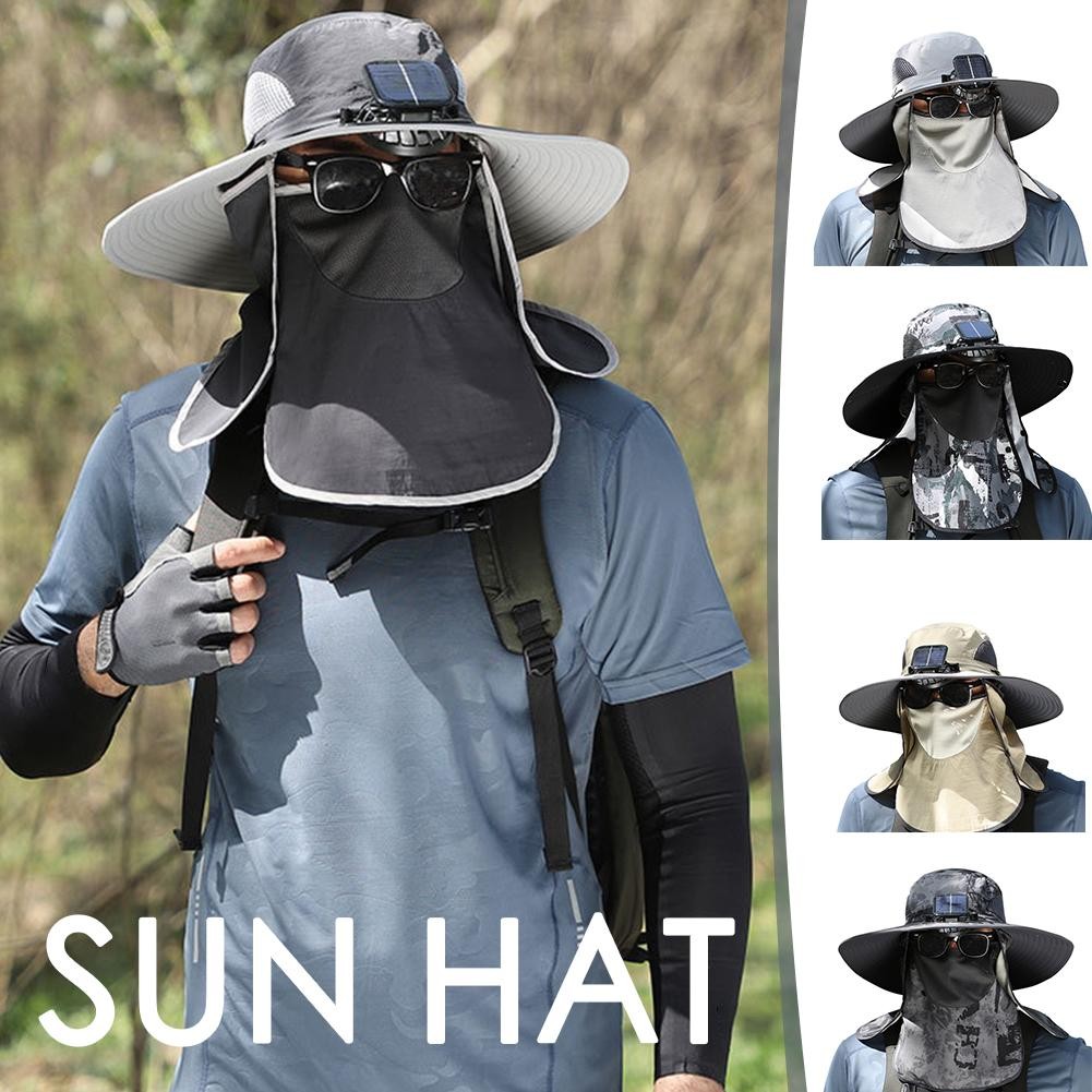 【39 Options】fan Outdoor Fishing Cap Fan Hat Solar Summer Charging Big