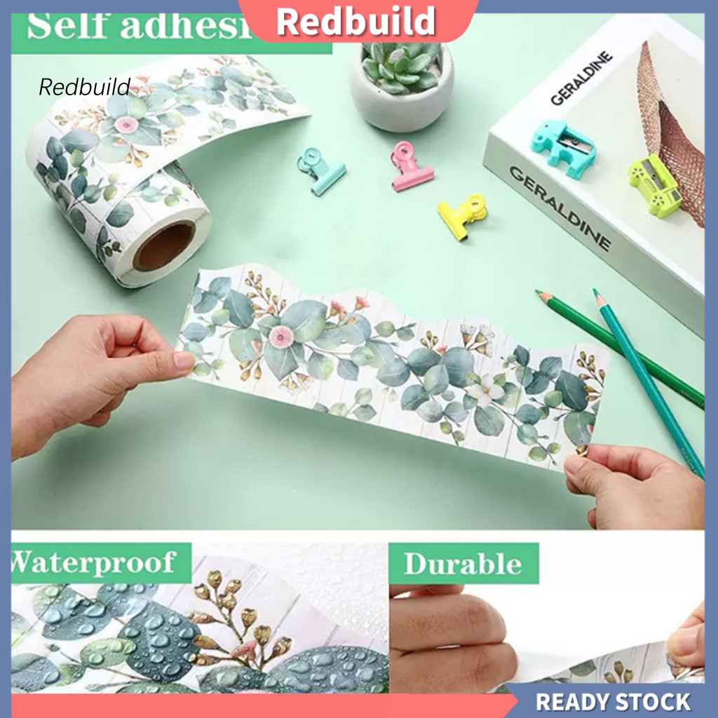 redbuild| 1 Roll 5 Meters Wall Sticker Waterproof Wave Edge Durable ...