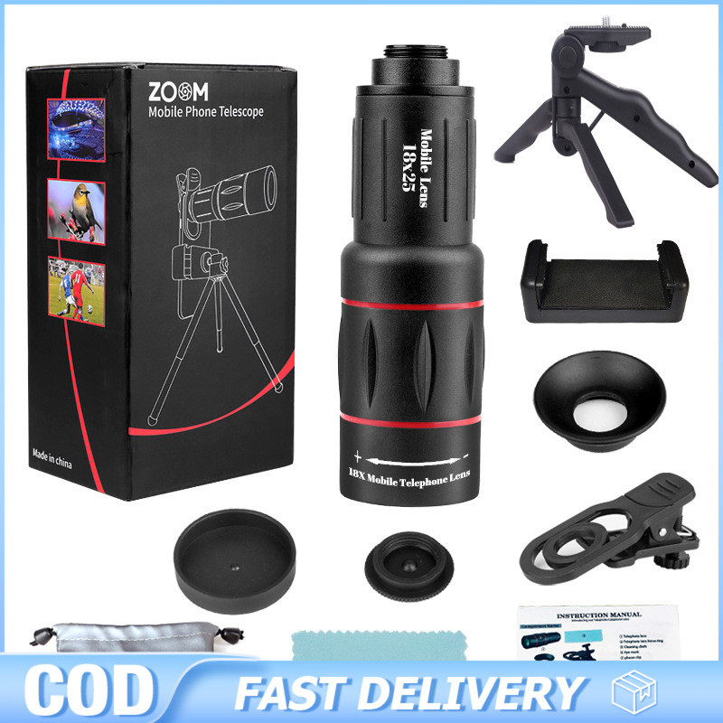 APEXEL Universal 18x25 Monocular Zoom HD Optical Cell Phone Lens ...
