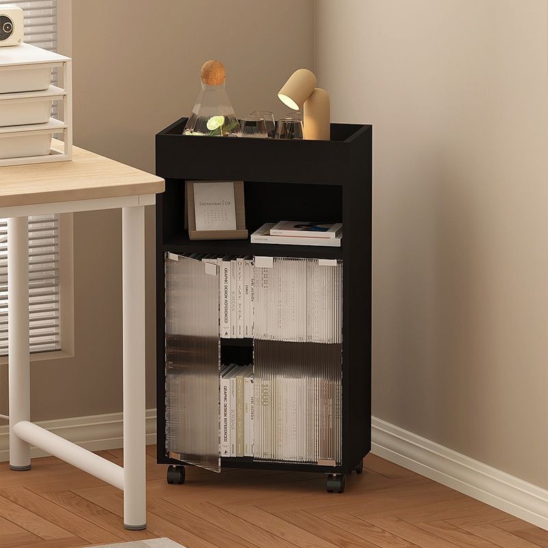 Wheeled bookshelf, storage rack, desk storage cabinet, movable bookcase ...
