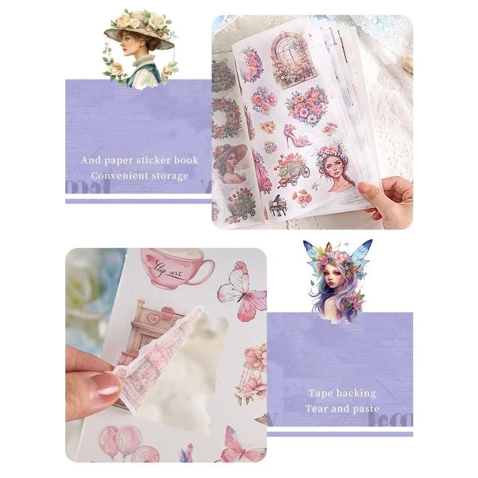 JIANWU Old Dream Return Series Vintage Flower Character Material ...