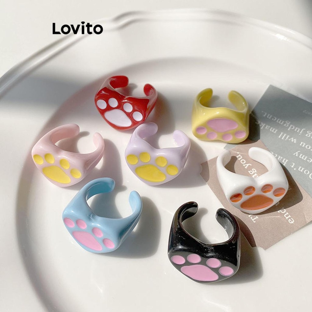 Lovito Women Cute Cartoon Colorblock Cat Scratching Rings LFA44391 ...