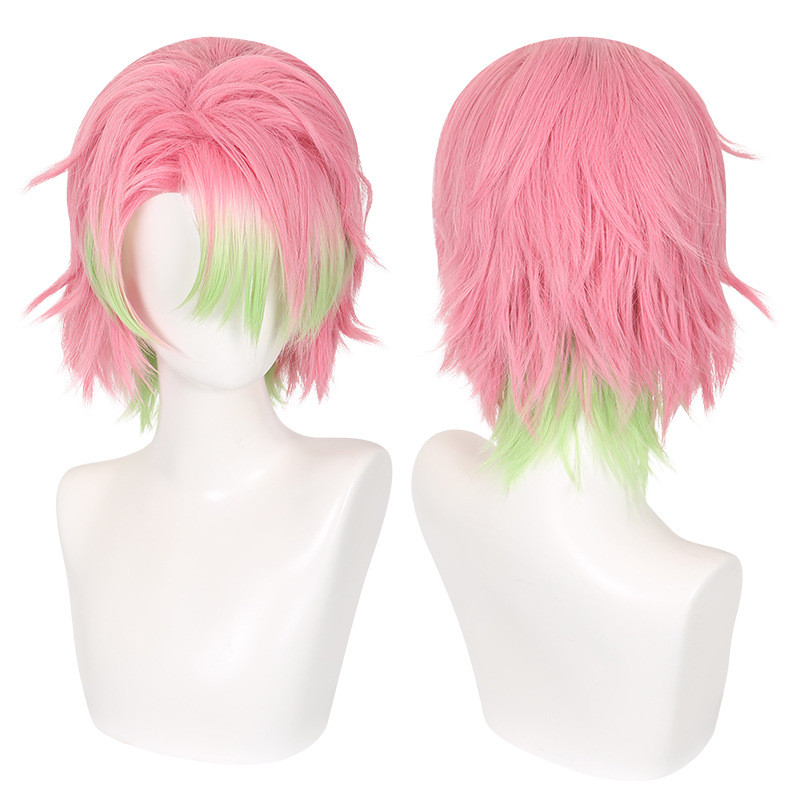 Mitsuri Kanroji Cosplay Wig Demon Slayer Short Pink Green Heat ...