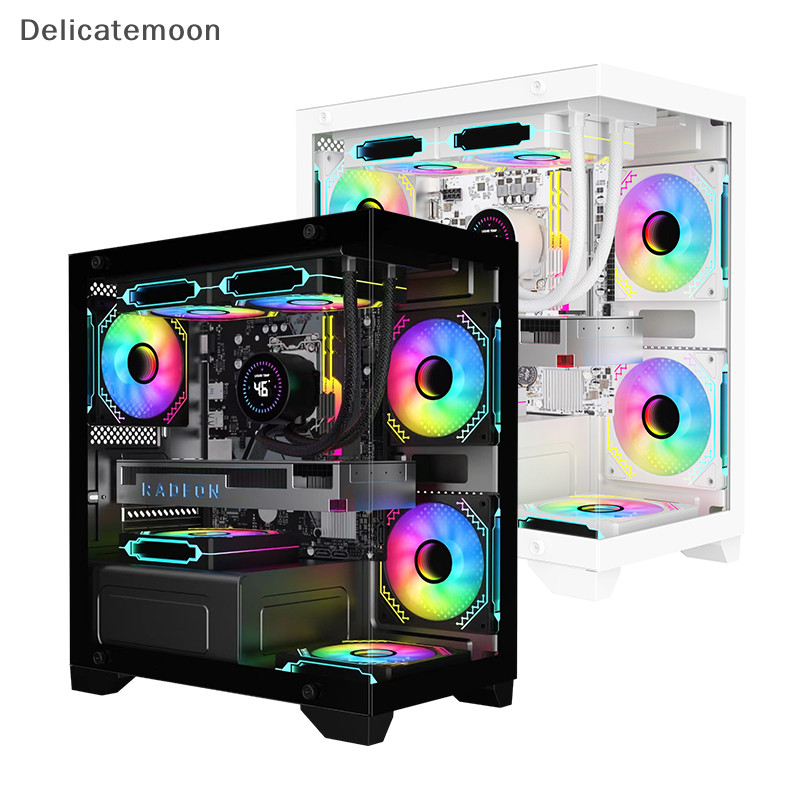 Delicatemoon M-ATX/ITX Transparent DIY Computer Case 270 Degree Glass ...