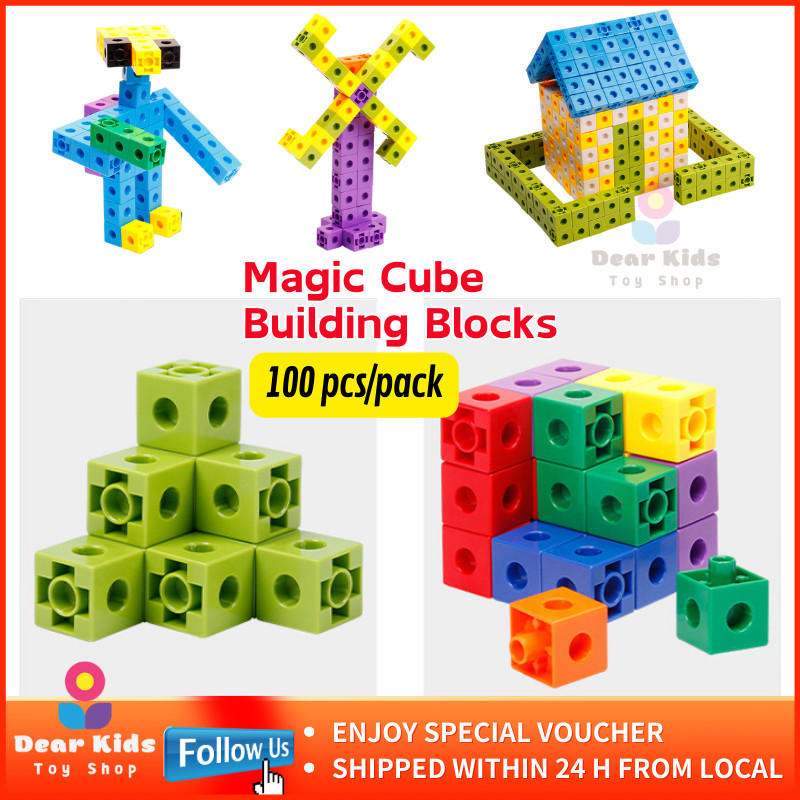 100pcs 2CM Magic Cube Building Blocks Math Link Cubes Counting ...