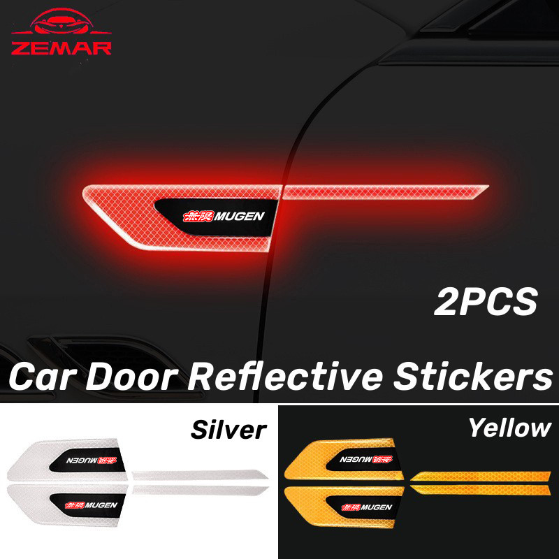2-Piece Mugen Red Carbon Fiber Door Badge & Fender Sticker Set – Custom Style Decals