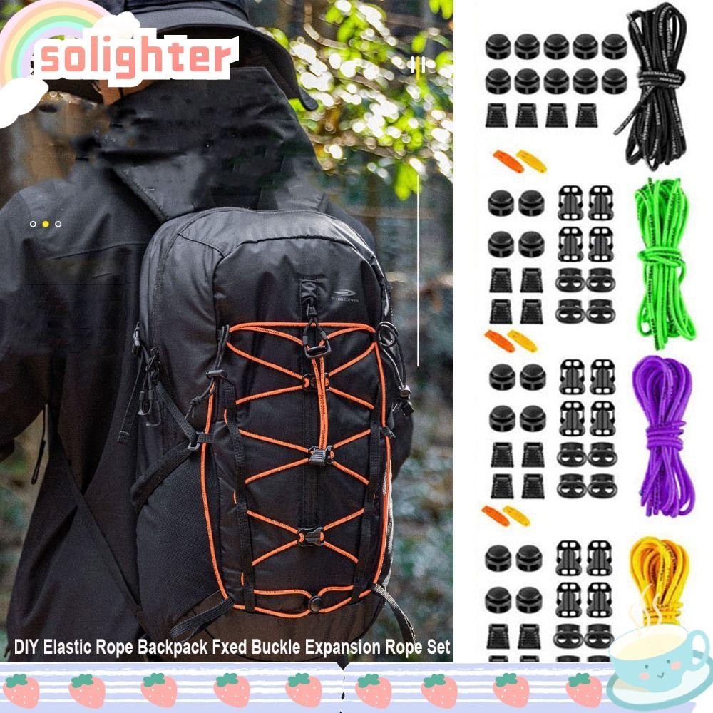 SOLIGHTER 1Set DIY Elastic Rope, Reflective 9 Styles Backpack Expansion ...