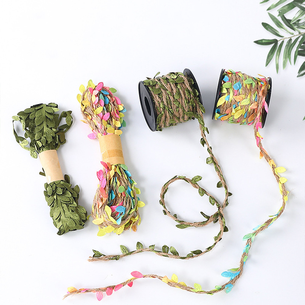 2PCS 10m Fake Tropical Vine Rope with Leaves - Vintage Jute Rope for ...