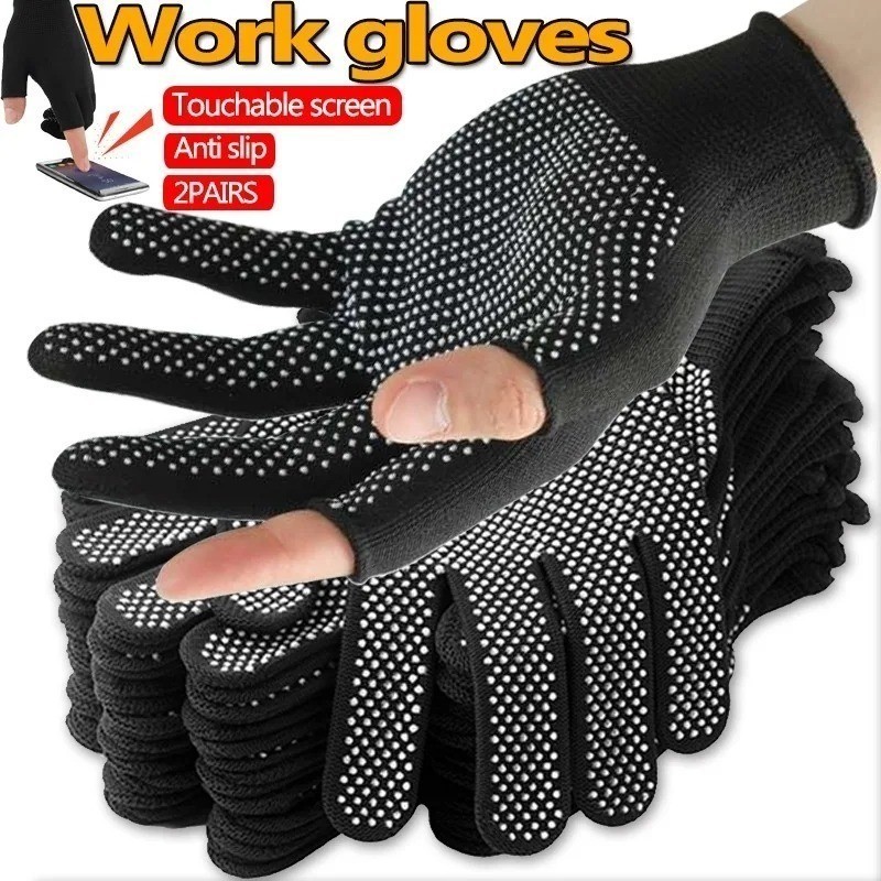Fingerless Gloves/Non-Slip Nylon Work Mittens/Touchscreen Sports Glove ...