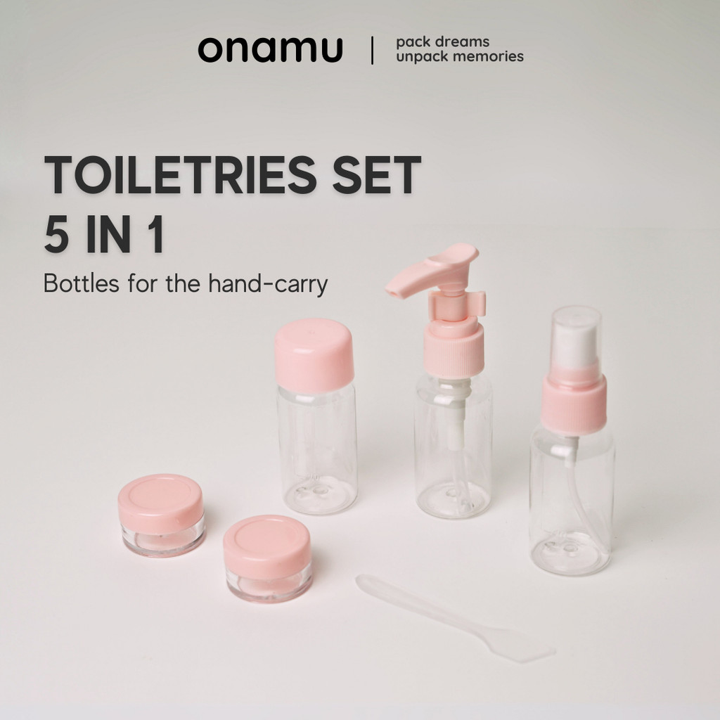 Travel Kit Toiletries Bottle Set 5 in 1 Mini Size 30ml Pink | Shopee ...