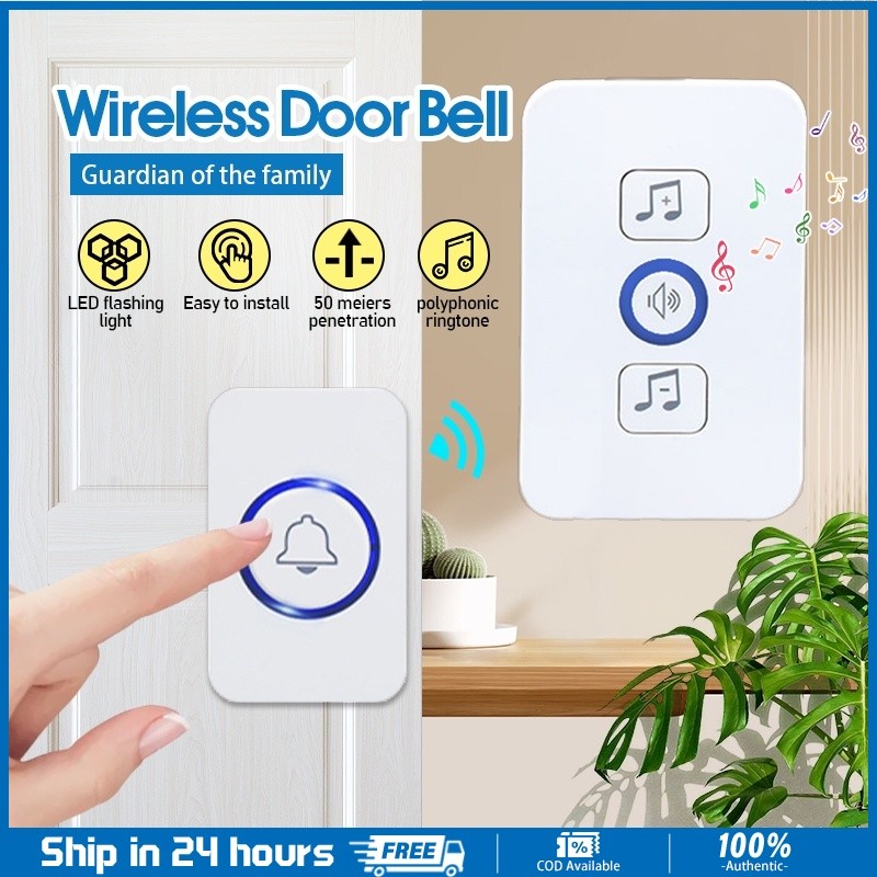 Intelligent small LED wireless doorbell waterproof 300M range door