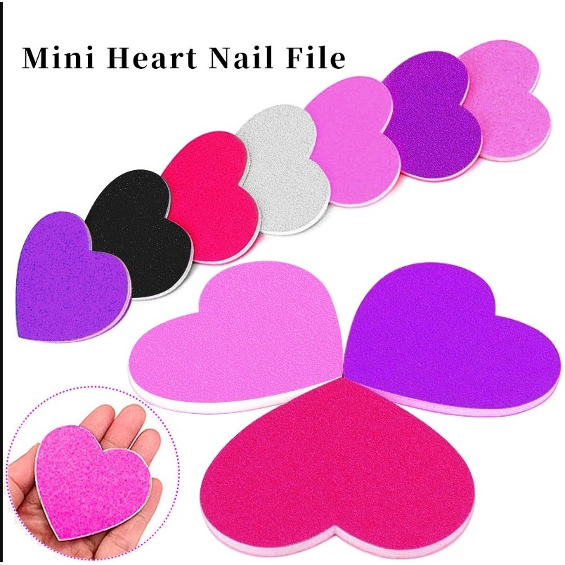 10pcs Mini Heart Nail File Sanding Block Sponge Polishing Nail sanding ...