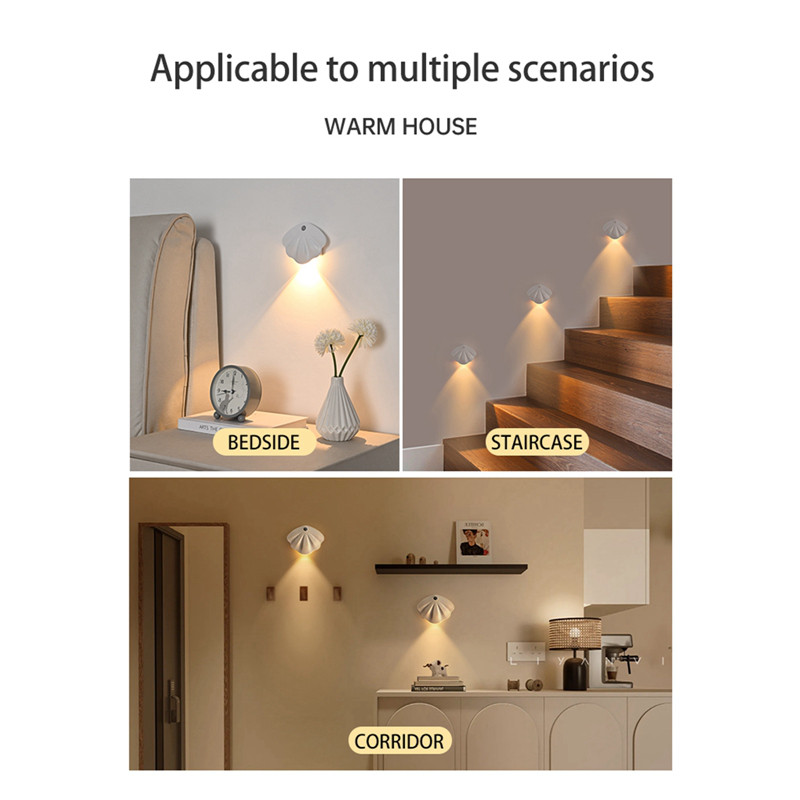 Led Night Light Shell Shape Room Decorative Lamp Usb Type-C Charging ...