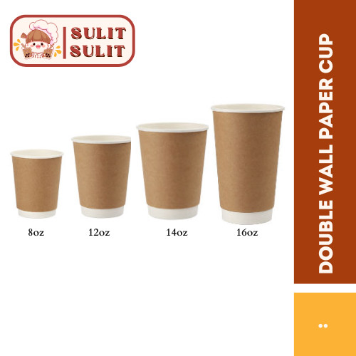 Double Wall Paper Cup [ kraft ]16oz/14oz/12oz/8oz / Thick Paper Cup ...