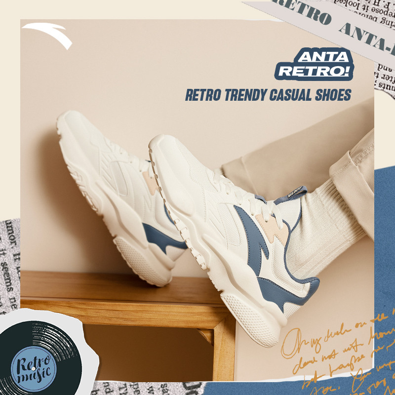 ANTA Men Gravity Retro Running Shoes Breathable Lightweight