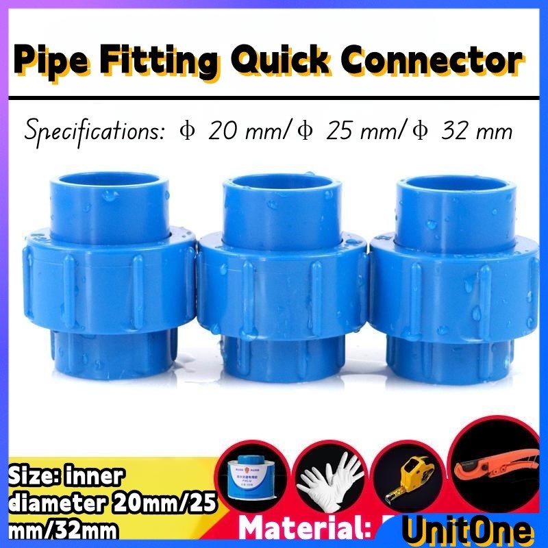 U.E. PVC Pipe Fitting Union Quick Connector Blue Fitting Coupling 20mm ...