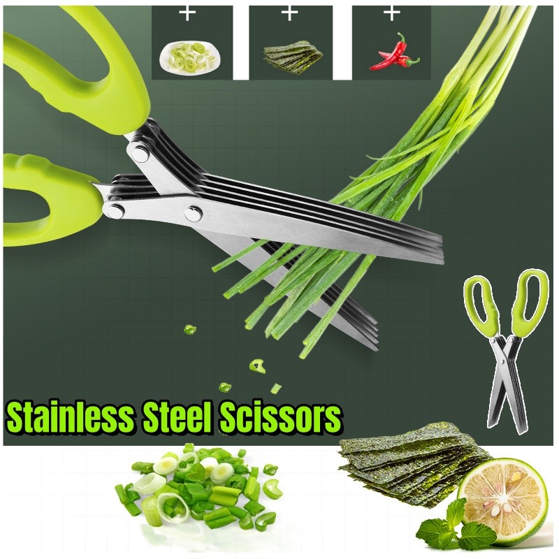 Multilayer Stainless Steel Scissors Kitchen 5 Layer Scallion Seaweed ...