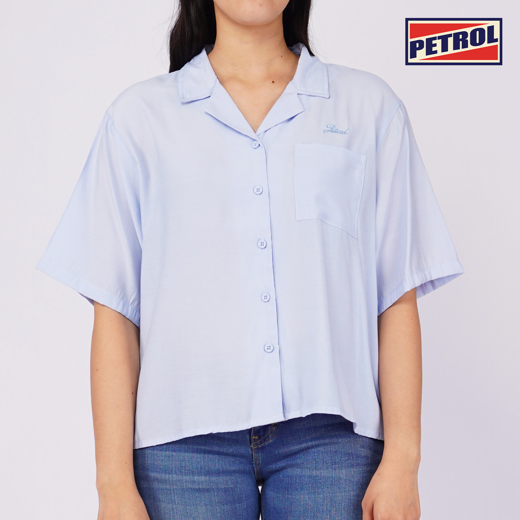 Petrol Ladies Basic Woven Shirt Crop Fitting Woven Fabric 156417 (Khaki) main image 0