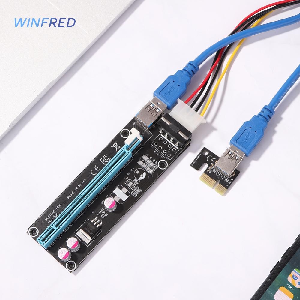 PCI-E Riser Card SATA To 4Pin Power PCI-E 1x To 16x Extender Riser ...