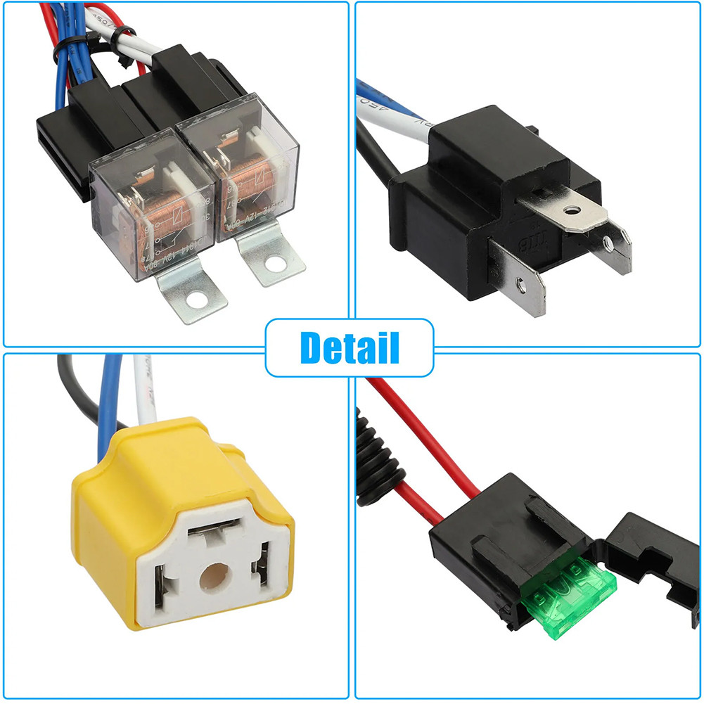 H4 LED Headlights Relay Wiring Harness Kit H6054 7x6 5x7 for
