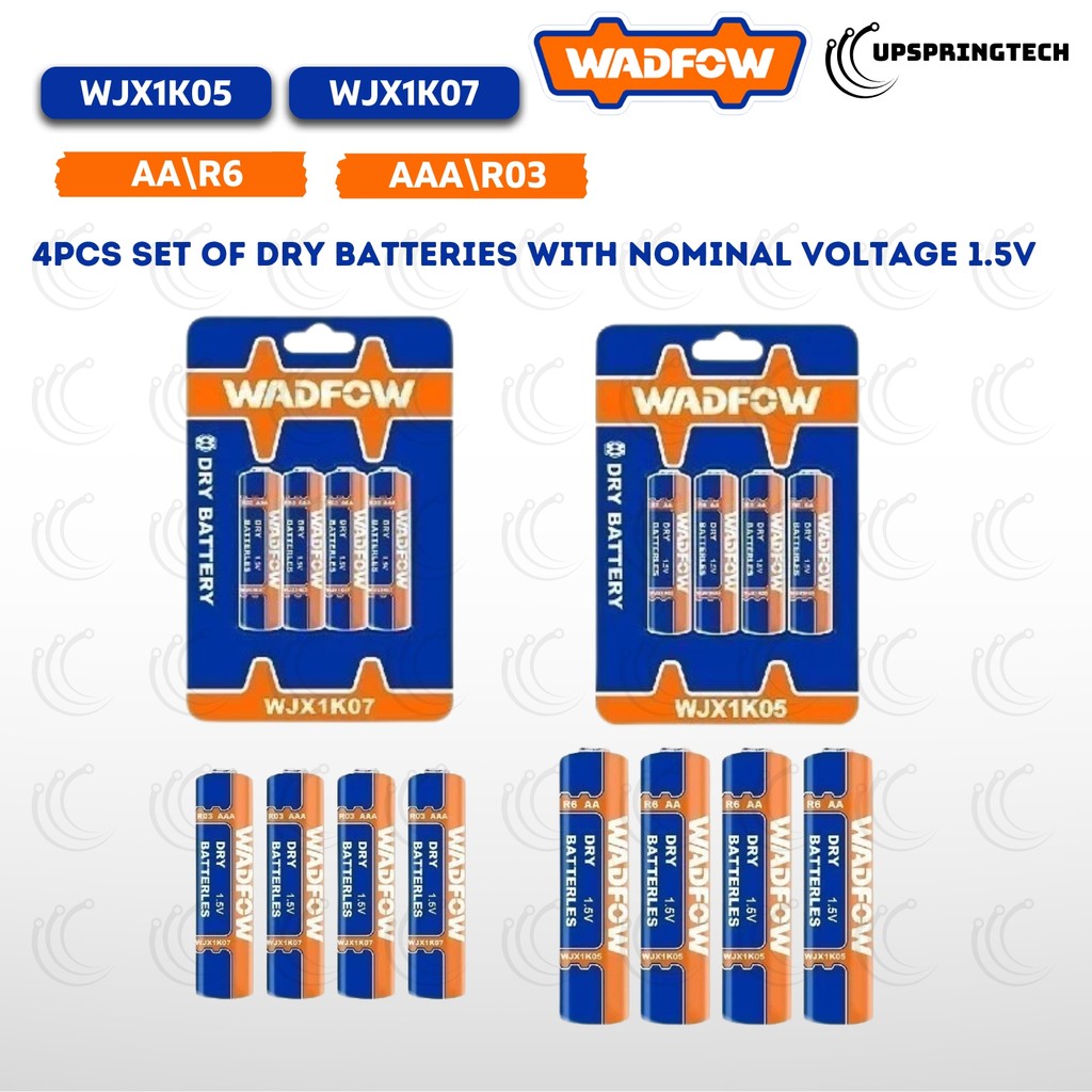 WADFOW 4pcs set of (AA/R6 & AAA/R03) dry batteries with Nominal Voltage