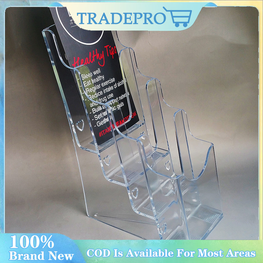 A6 Acrylic Brochure Holder Transparent Flyer Menu Paper Card Stand 1/2 ...