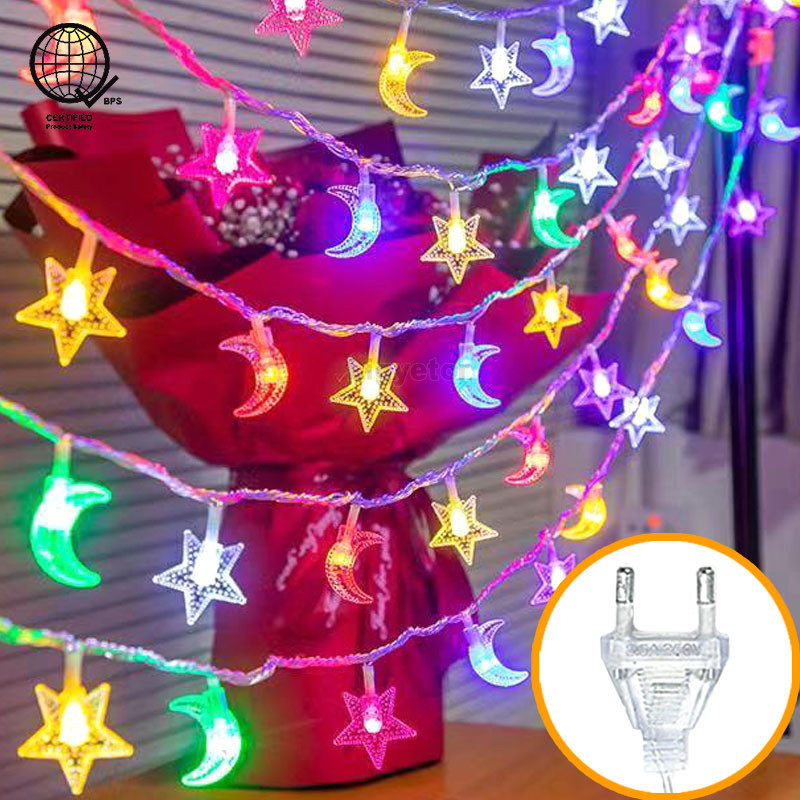 Ligyetor Star Moon String Lights Fairy Lights Decorations for Mubarak ...
