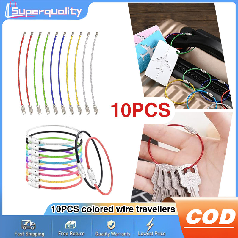 10Pcs Wire Rope Key Chain Stainless Steel Wire Keychain Carabiner Cable ...